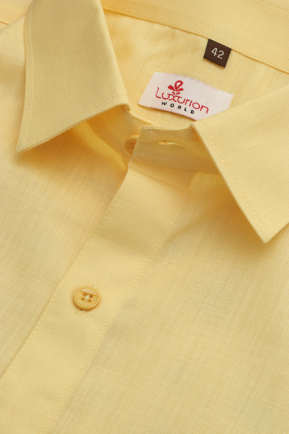 Sunshine Yellow Plain Linen Cotton Half Sleeve Shirt - Luxurion World