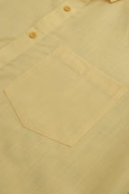 Sunshine Yellow Plain Linen Cotton Half Sleeve Shirt - Luxurion World