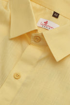 Sunshine Yellow Plain Linen Cotton Half Sleeve Shirt - Luxurion World
