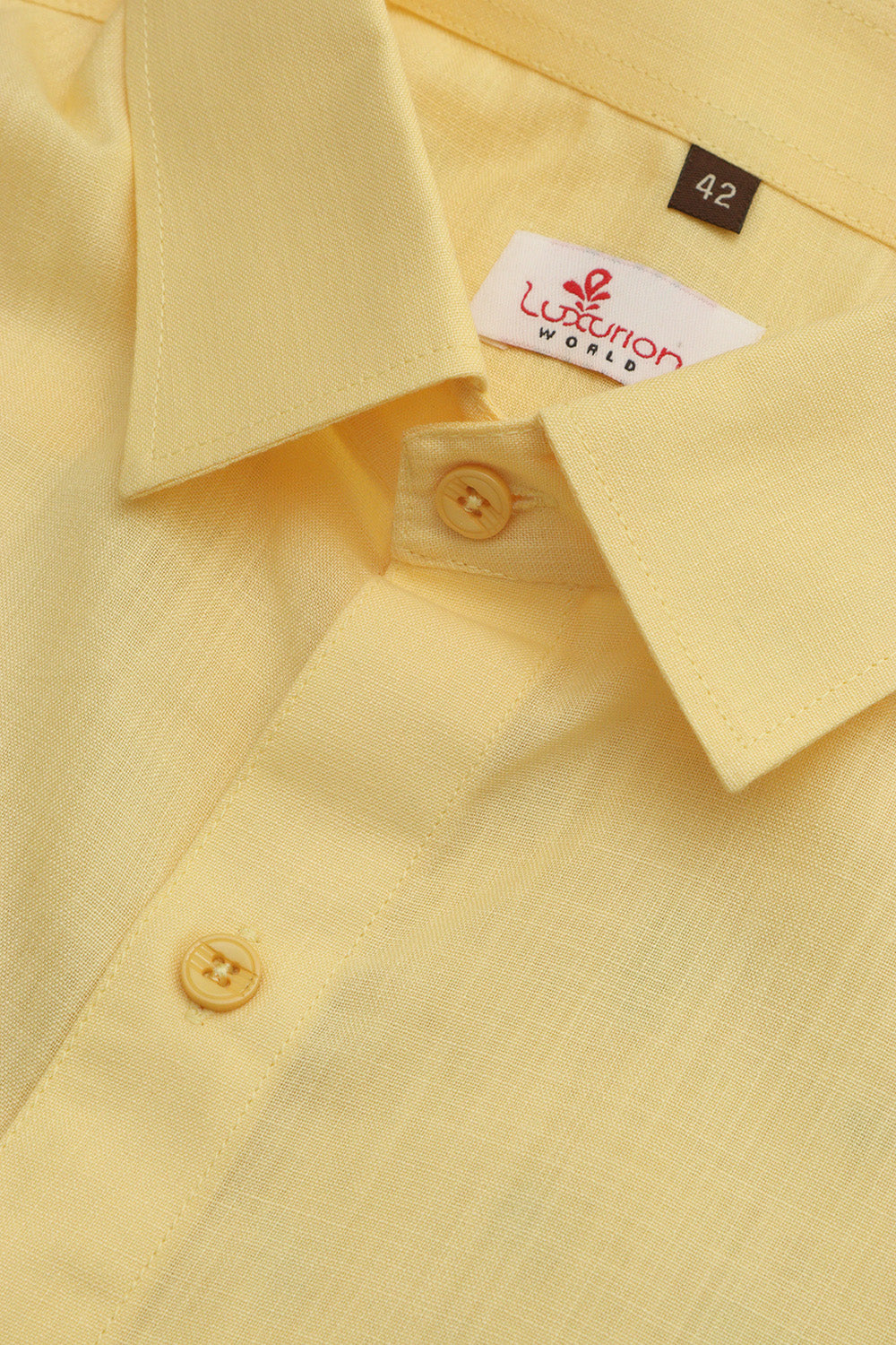 Sunshine Yellow Plain Linen Cotton Half Sleeve Shirt - Luxurion World