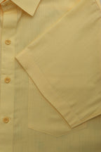 Sunshine Yellow Plain Linen Cotton Half Sleeve Shirt - Luxurion World