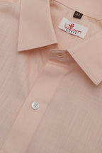 Peach Plain Linen Cotton Half Sleeve Shirt - Luxurion World