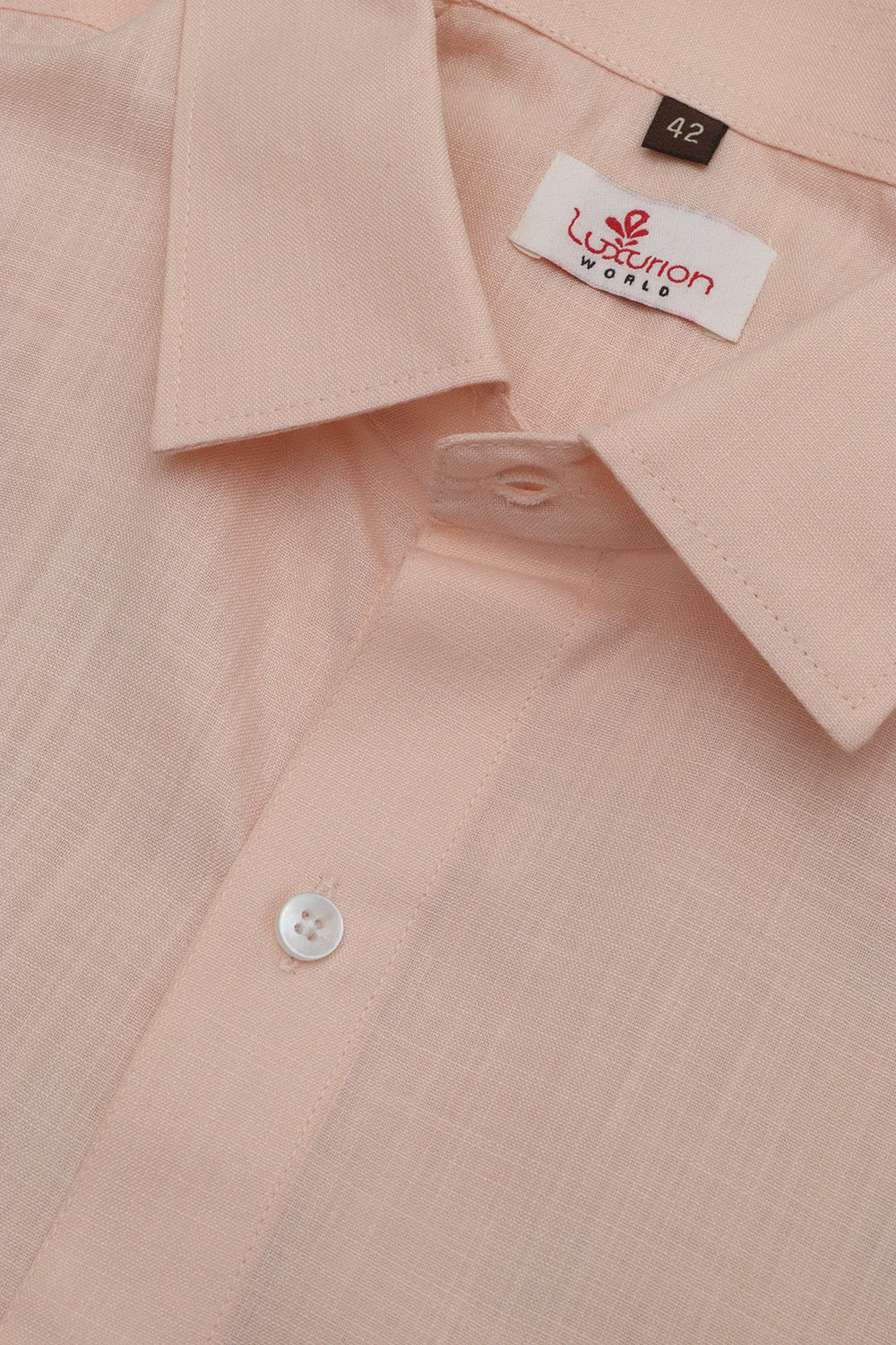 Peach Plain Linen Cotton Half Sleeve Shirt - Luxurion World