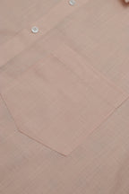 Peach Plain Linen Cotton Half Sleeve Shirt - Luxurion World