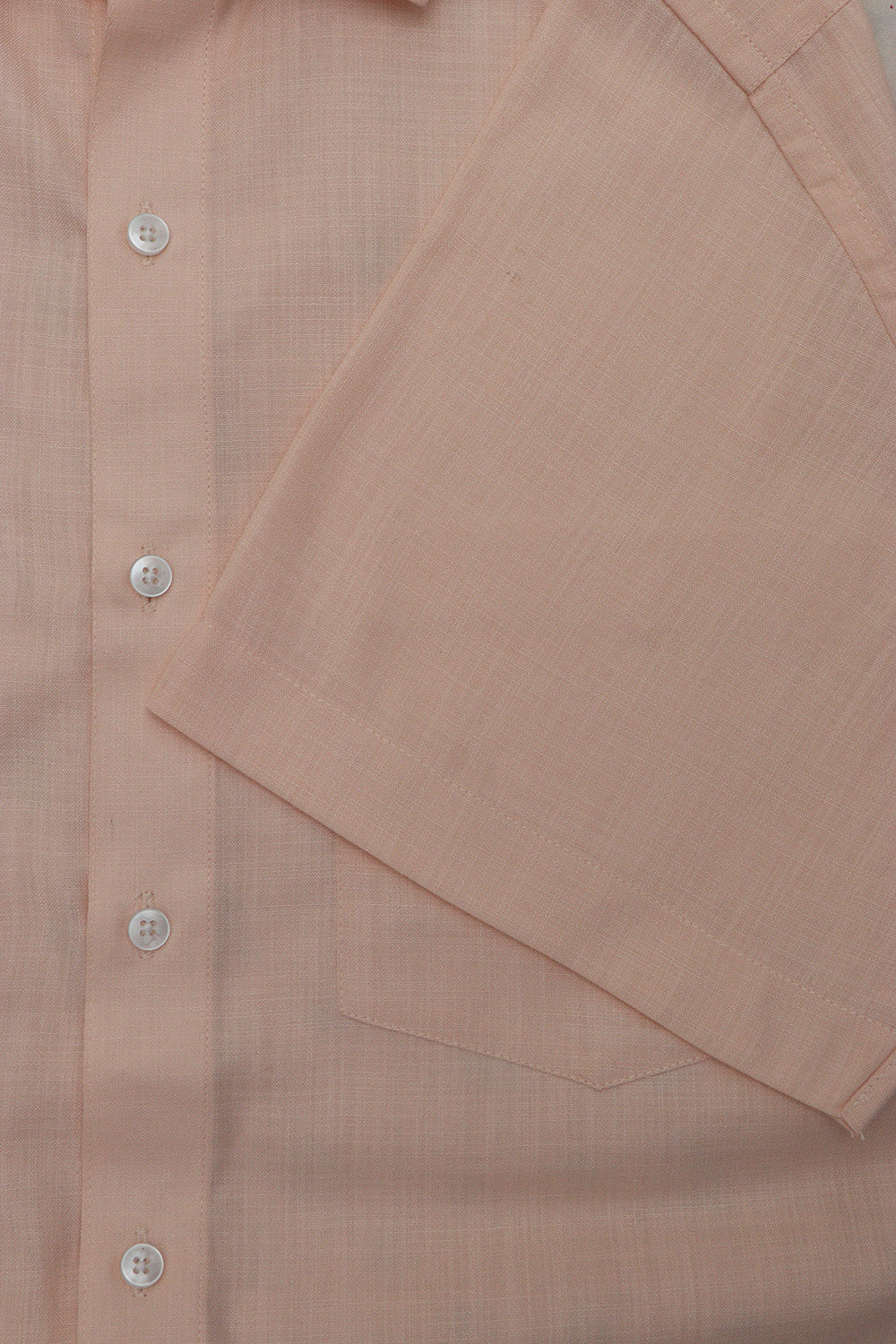 Peach Plain Linen Cotton Half Sleeve Shirt - Luxurion World