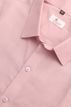 Soft Pink Plain Linen Cotton Full Sleeve Shirt - Luxurion World