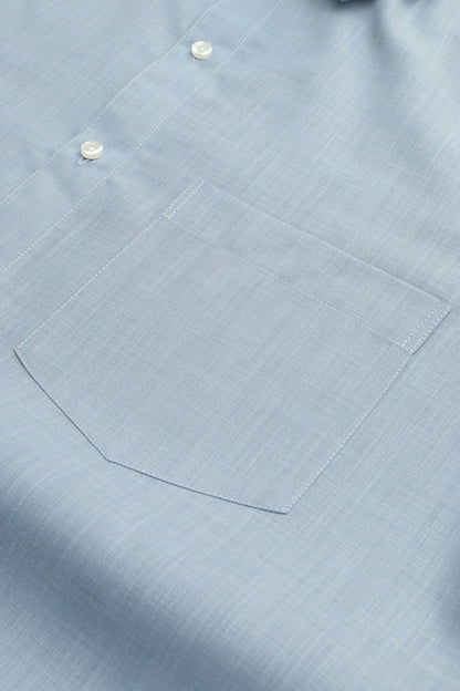Classic Blue Plain Linen Cotton Full Sleeve Shirt - Luxurion World