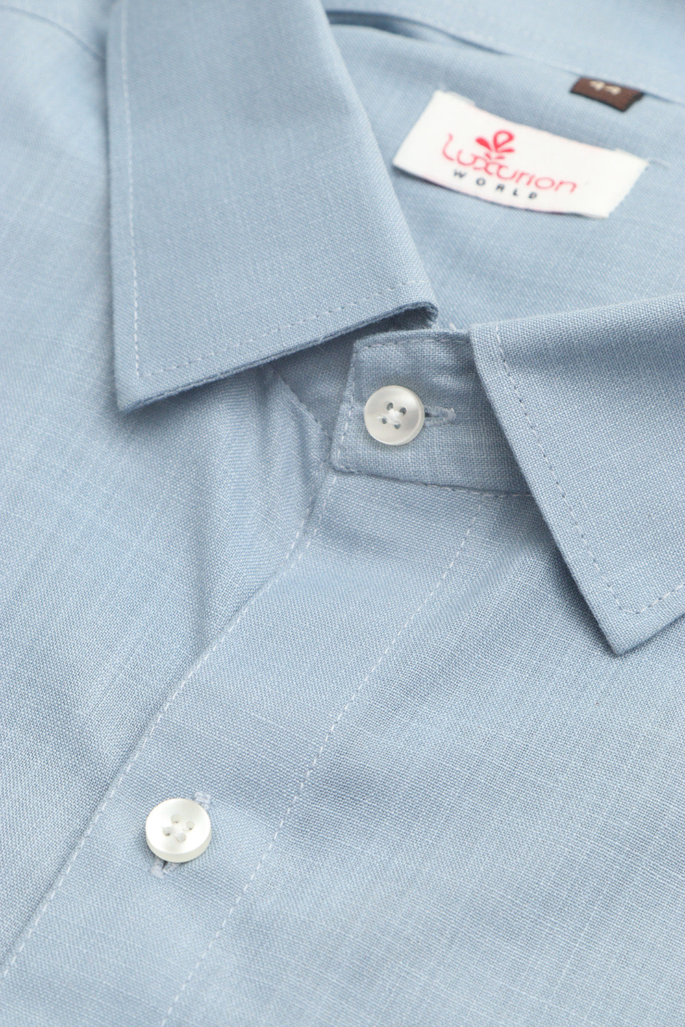 Classic Blue Plain Linen Cotton Full Sleeve Shirt - Luxurion World