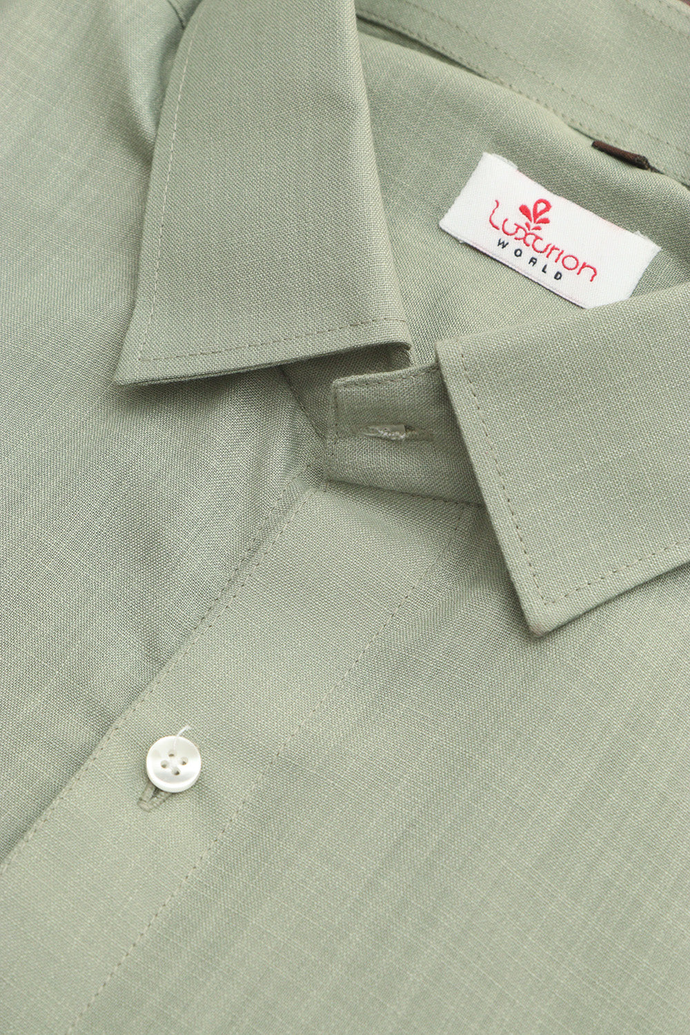 Green Plain Linen Cotton Full Sleeve Shirt - Luxurion World