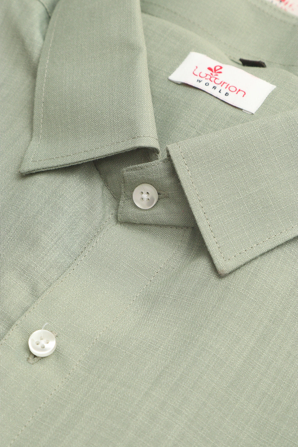 Green Plain Linen Cotton Full Sleeve Shirt - Luxurion World