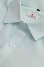 Blue Plain Linen Cotton Full Sleeve Shirt - Luxurion World
