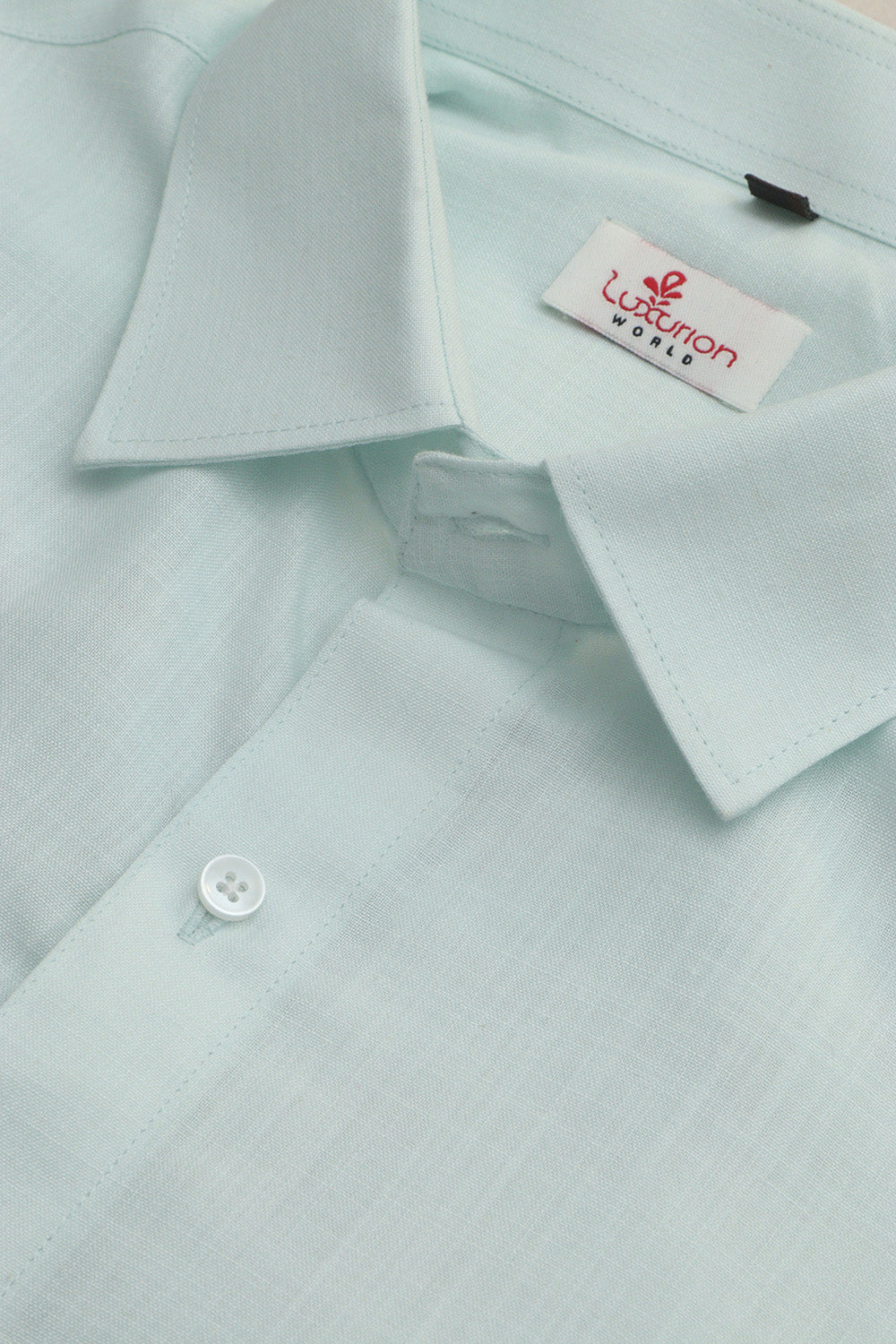 Blue Plain Linen Cotton Full Sleeve Shirt - Luxurion World