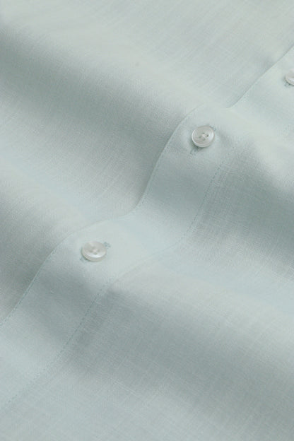 Blue Plain Linen Cotton Full Sleeve Shirt - Luxurion World