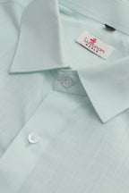 Blue Plain Linen Cotton Full Sleeve Shirt - Luxurion World