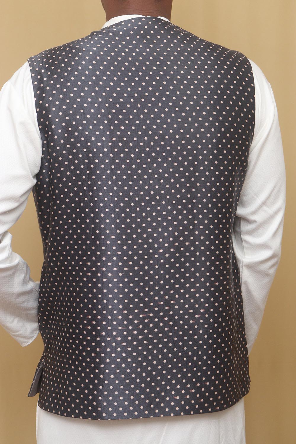 Grey Mashru Silk Nehru Jacket - Luxurion World