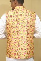 Exquisite Yellow Banarasi Silk Meenakari Floral Jacket: A Captivating Masterpiece - Luxurion World