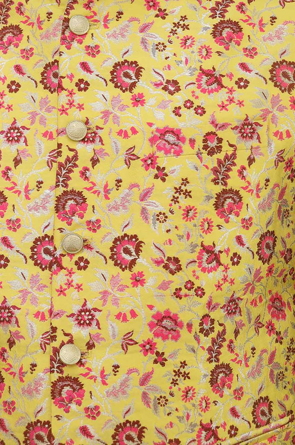 Exquisite Yellow Banarasi Silk Meenakari Floral Jacket: A Captivating Masterpiece - Luxurion World