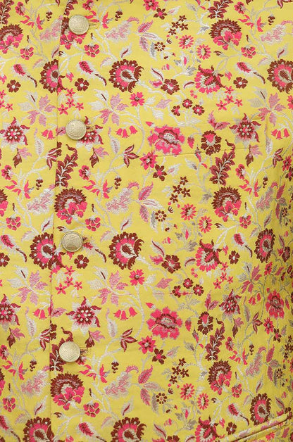 Exquisite Yellow Banarasi Silk Meenakari Floral Jacket: A Captivating Masterpiece - Luxurion World