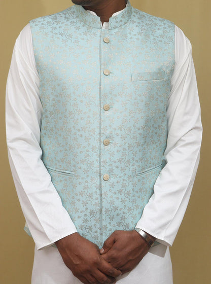 Captivating Blue Banarasi Silk Jacket: Timeless Elegance, Exquisite Style - Luxurion World