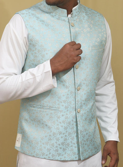 Captivating Blue Banarasi Silk Jacket: Timeless Elegance, Exquisite Style - Luxurion World