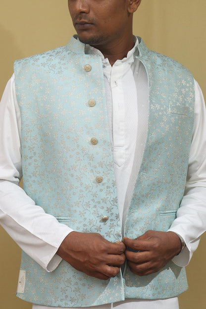 Captivating Blue Banarasi Silk Jacket: Timeless Elegance, Exquisite Style - Luxurion World