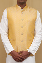Stunning Yellow Banarasi Brocade Silk Jacket: A Must-Have Ethnic Fashion Piece - Luxurion World