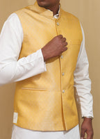 Stunning Yellow Banarasi Brocade Silk Jacket: A Must-Have Ethnic Fashion Piece - Luxurion World
