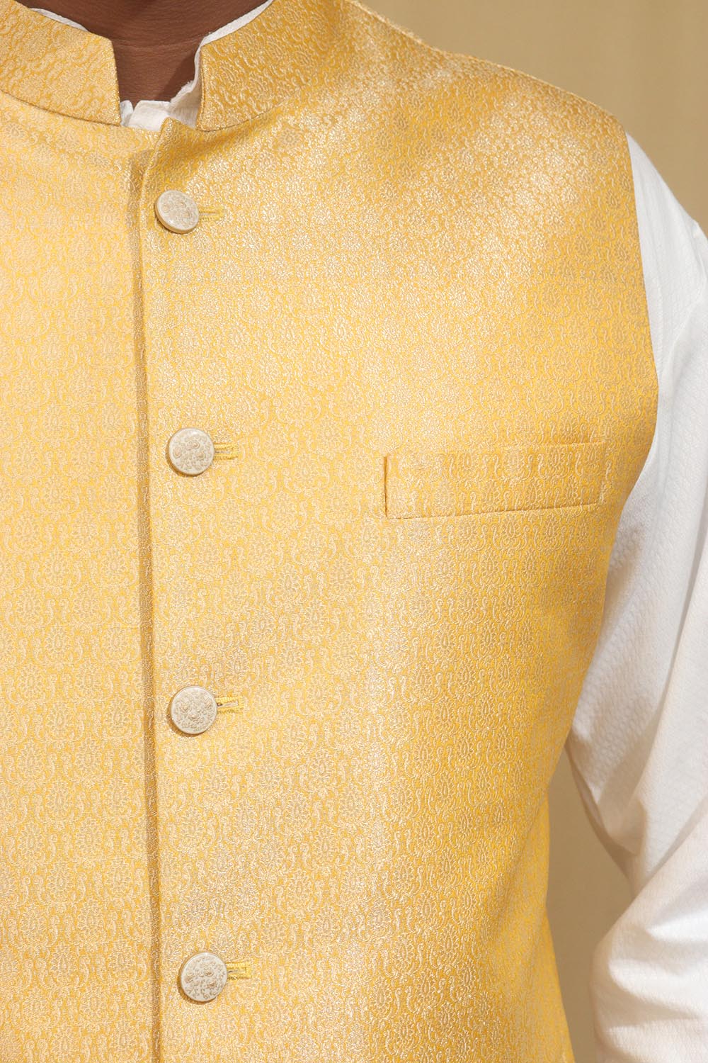 Stunning Yellow Banarasi Brocade Silk Jacket: A Must-Have Ethnic Fashion Piece - Luxurion World