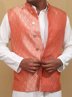 Elegant Orange Banarasi Brocade Silk Jacket: A Timeless Statement Piece - Luxurion World