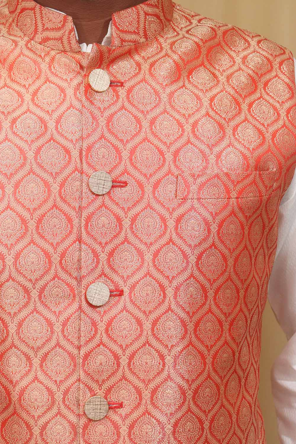 Elegant Orange Banarasi Brocade Silk Jacket: A Timeless Statement Piece - Luxurion World
