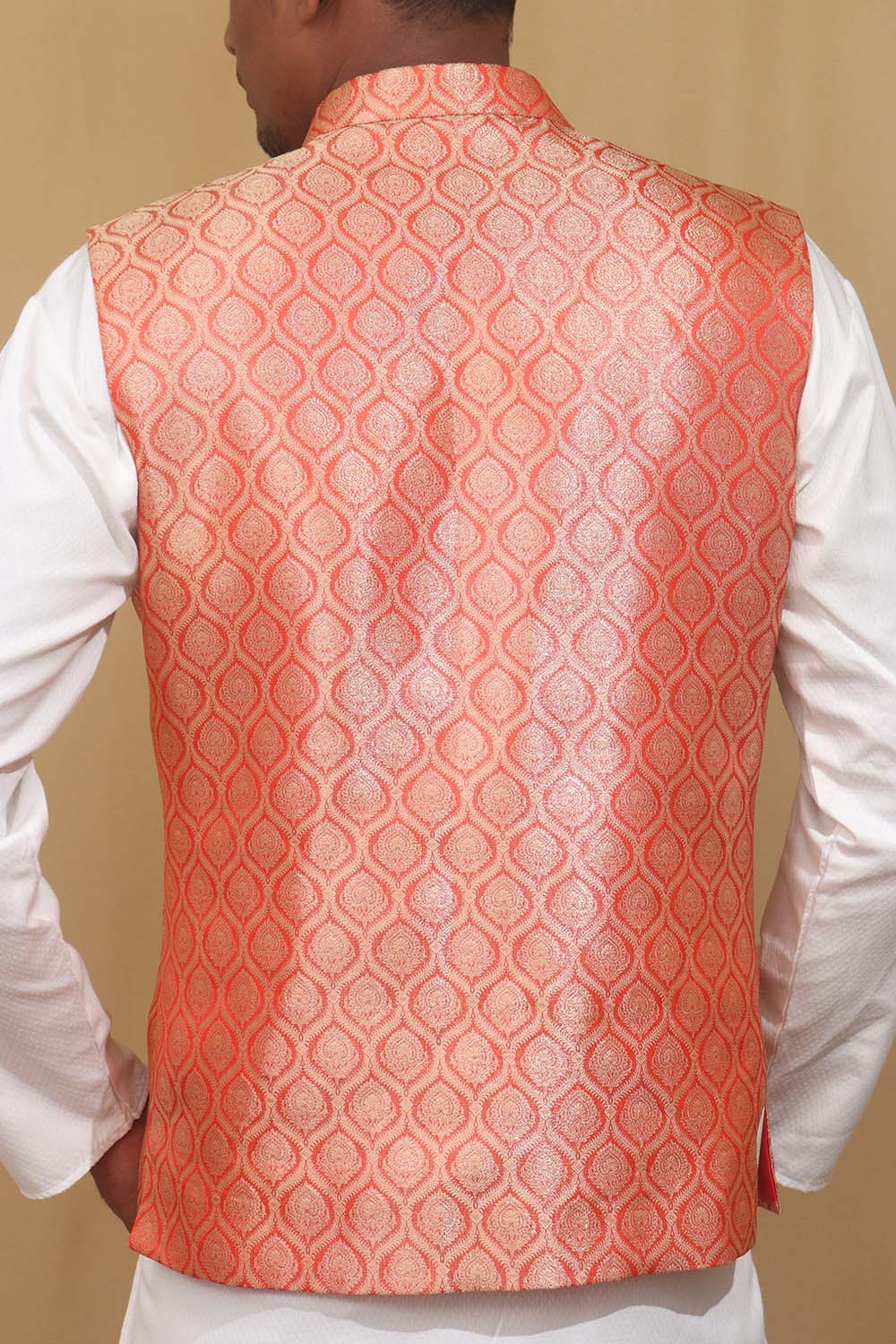 Elegant Orange Banarasi Brocade Silk Jacket: A Timeless Statement Piece - Luxurion World