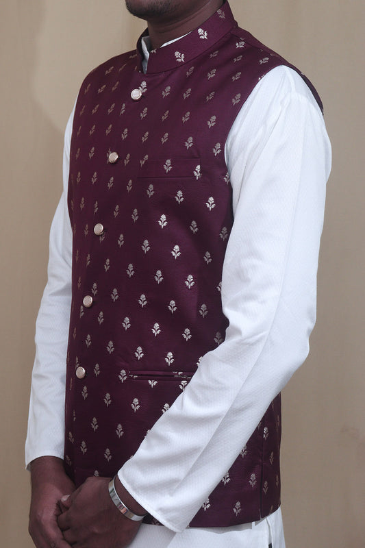 Elegant Maroon Banarasi Silk Jacket: A Timeless Fashion Statement