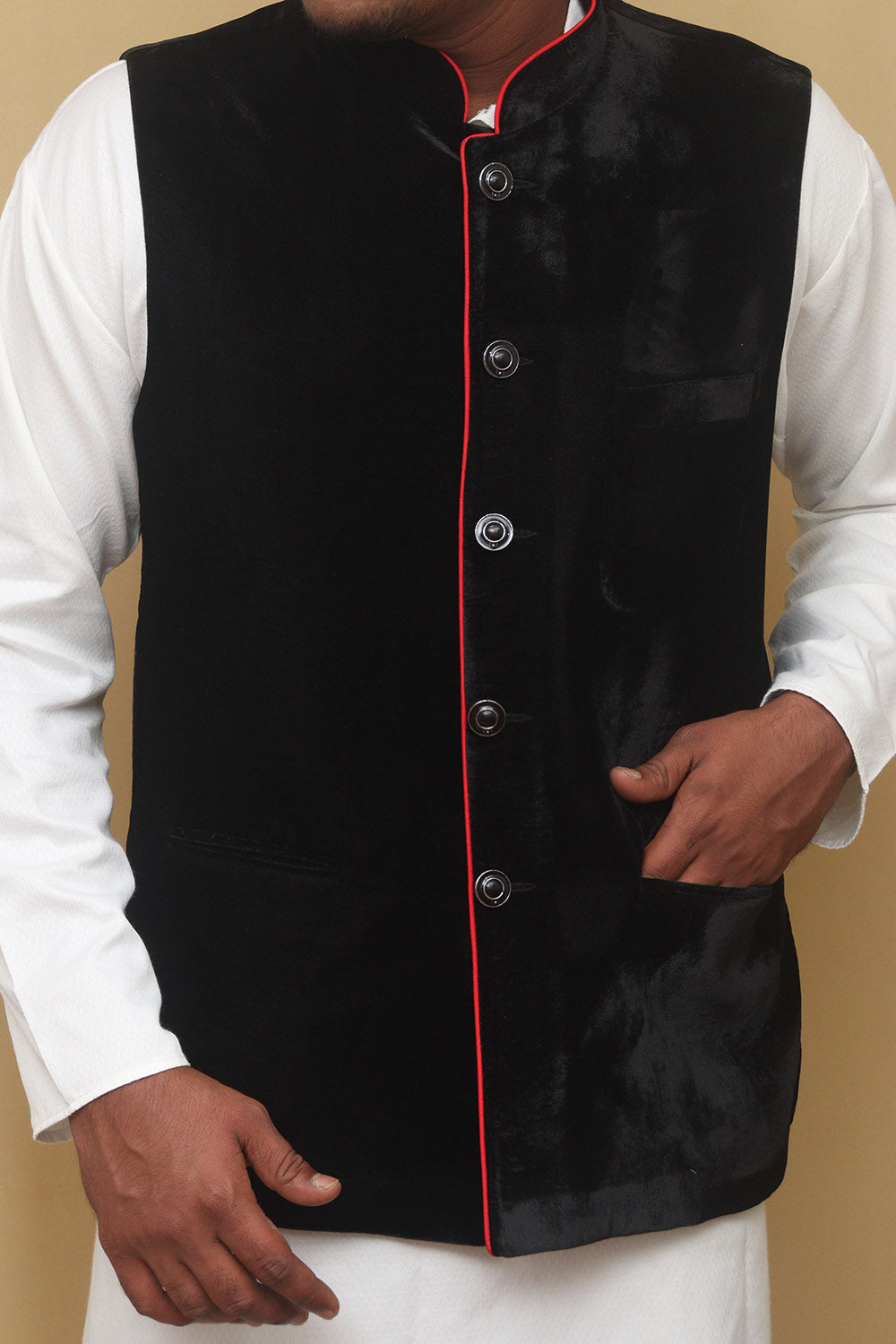 Black Velvet Nehru Jacket - Luxurion World