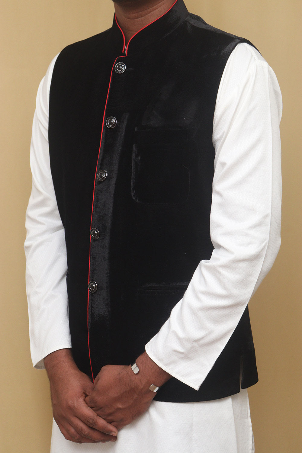 Black Velvet Nehru Jacket - Luxurion World