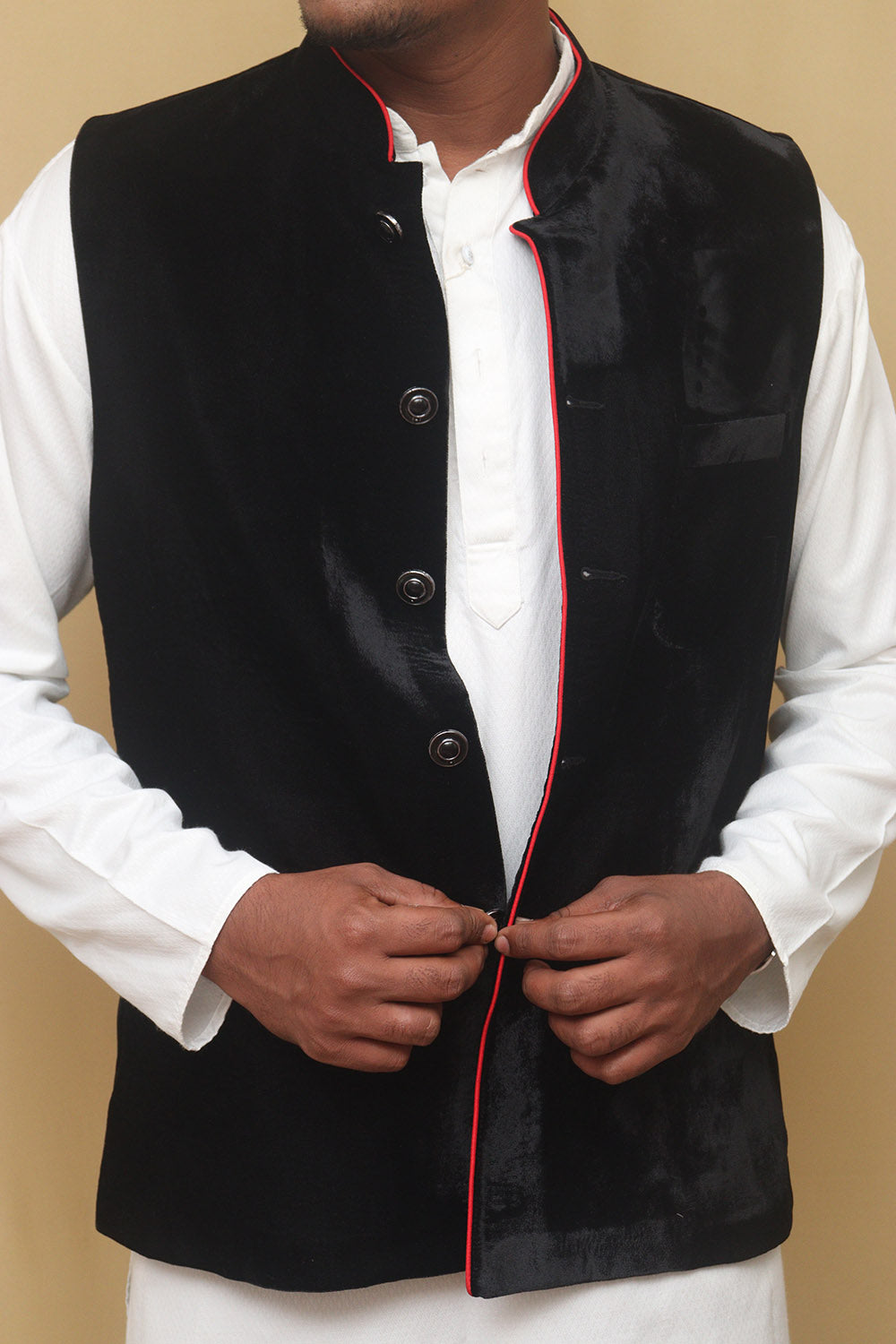 Black Velvet Nehru Jacket - Luxurion World