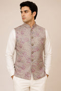 Pastel Handloom Banarasi Tanchui Silk Nehru Jacket