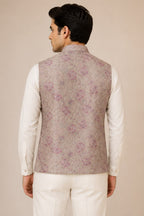 Pastel Handloom Banarasi Tanchui Silk Nehru Jacket