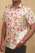 Pastel Floral Kalamkari Tussar Silk Shirt: Elegant Design - Luxurion World
