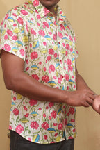 Pastel Floral Kalamkari Tussar Silk Shirt: Elegant Design - Luxurion World
