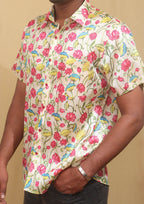 Pastel Floral Kalamkari Tussar Silk Shirt: Elegant Design - Luxurion World