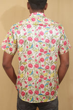 Pastel Floral Kalamkari Tussar Silk Shirt: Elegant Design - Luxurion World