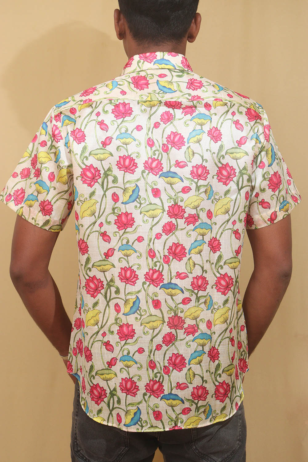 Pastel Floral Kalamkari Tussar Silk Shirt: Elegant Design - Luxurion World
