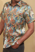Colorful Kalamkari Tussar Silk Shirt: Digital Print - Luxurion World
