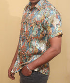 Colorful Kalamkari Tussar Silk Shirt: Digital Print - Luxurion World