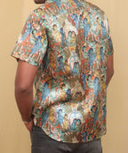 Colorful Kalamkari Tussar Silk Shirt: Digital Print - Luxurion World