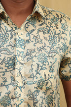 Pastel Kalamkari Tussar Silk Shirt: Exquisite Digital Prints - Luxurion World