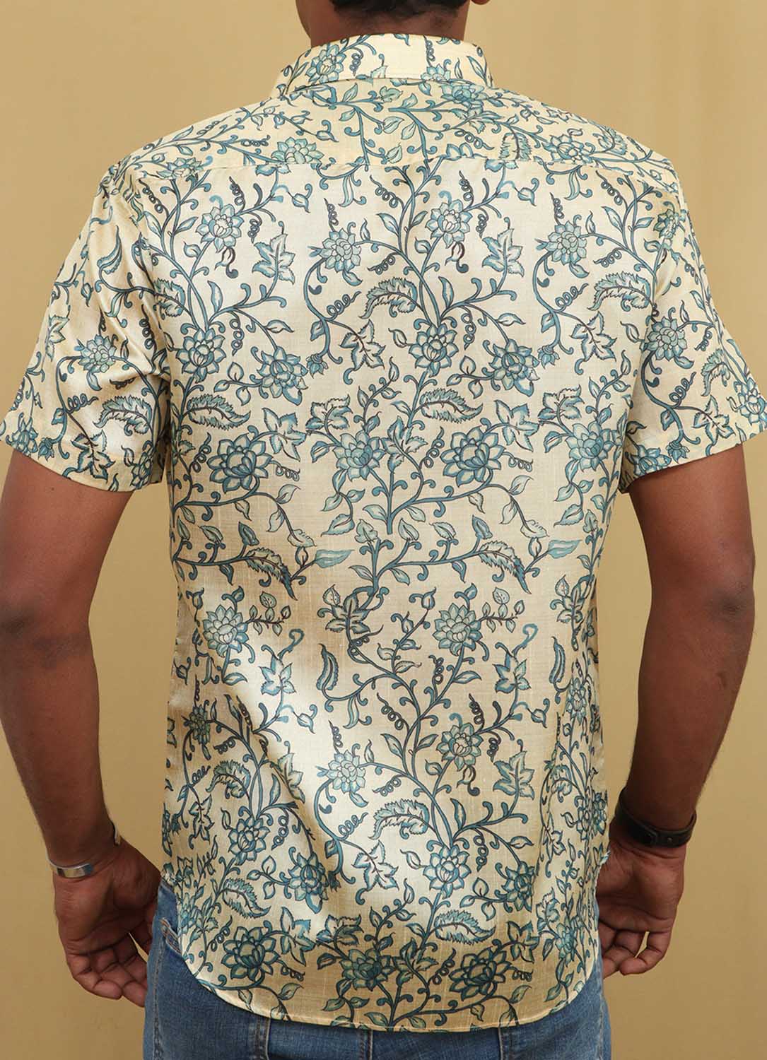 Pastel Kalamkari Tussar Silk Shirt: Exquisite Digital Prints - Luxurion World