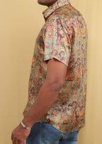 Vibrant Kalamkari Tussar Silk Shirt with Multicolor Digital Print - Luxurion World
