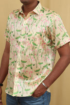 Pastel Digital Print Kalamkari Tussar Silk Pichwai Shirt with Full Sleev - Luxurion World