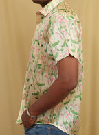 Pastel Digital Print Kalamkari Tussar Silk Pichwai Shirt with Full Sleev - Luxurion World